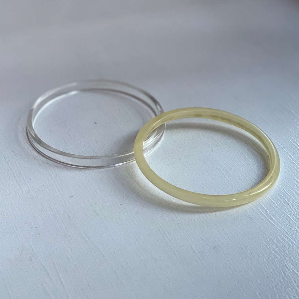 Vintage Bangle Bracelets Clear and Pearlized